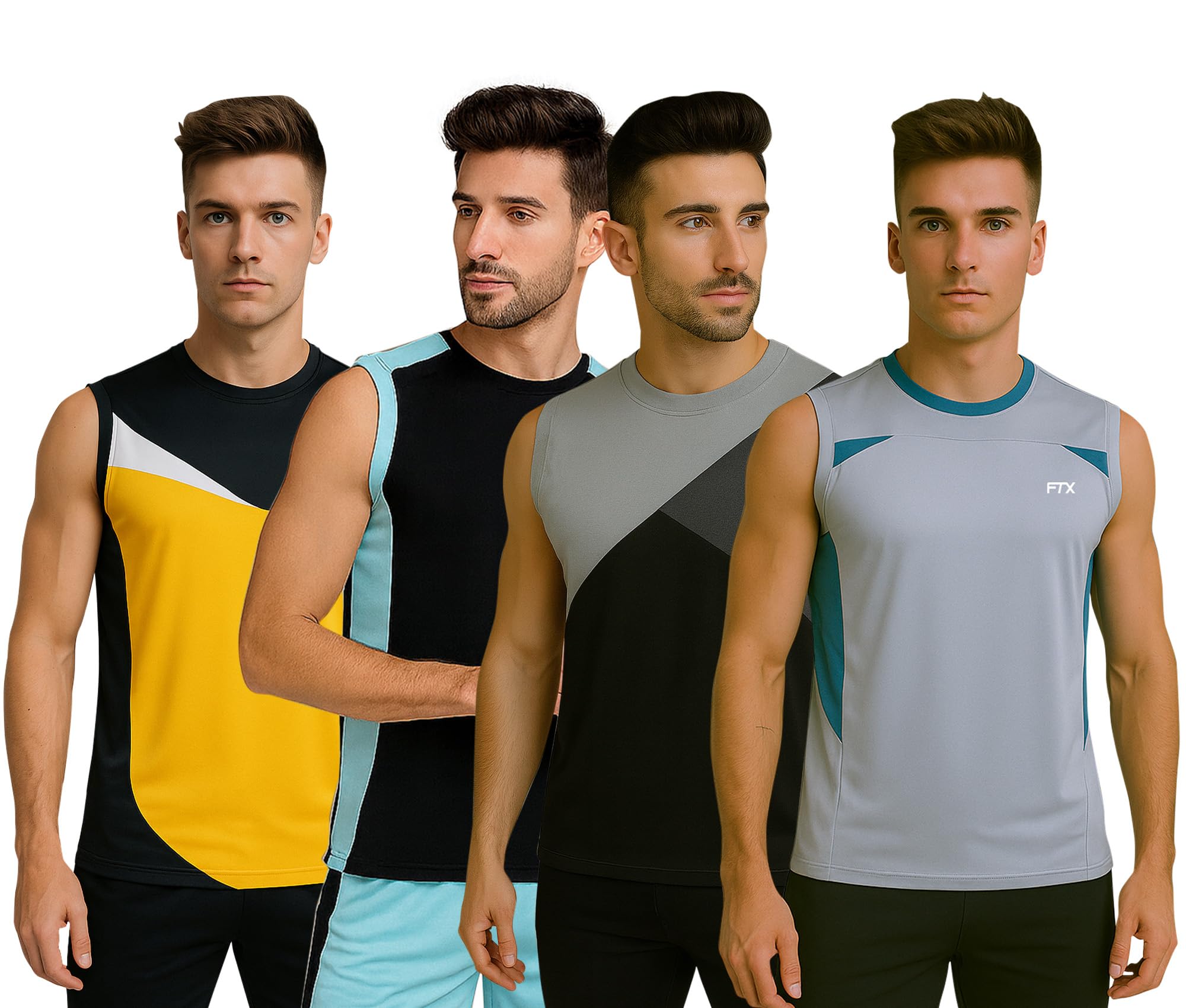ftx Drifit Colorblock Sleeveless Activewear Round Neck Sports Casual Tshirt for Men (Set of 4)-picture-18