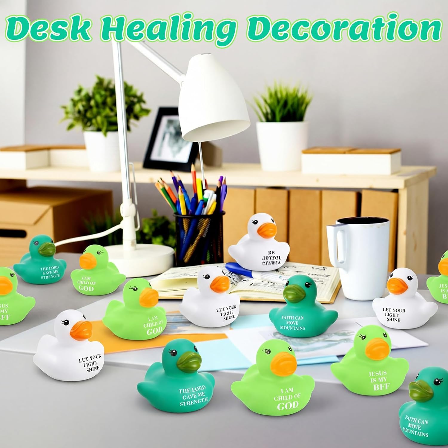 Realspring 180 Pcs St. Patrick's Day Christian Rubber Ducks Bulk Jesus Love You Religious Rubber Ducks Christian Religious Party Favors for Festival Church Party Classroom