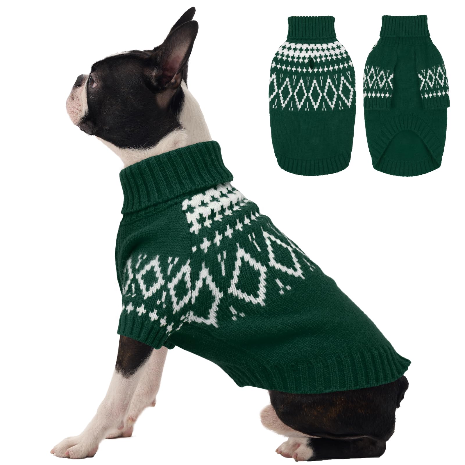 Pull d'hiver pour chiens en tricot haut de gamme à col roulé protecteur FUAMEY