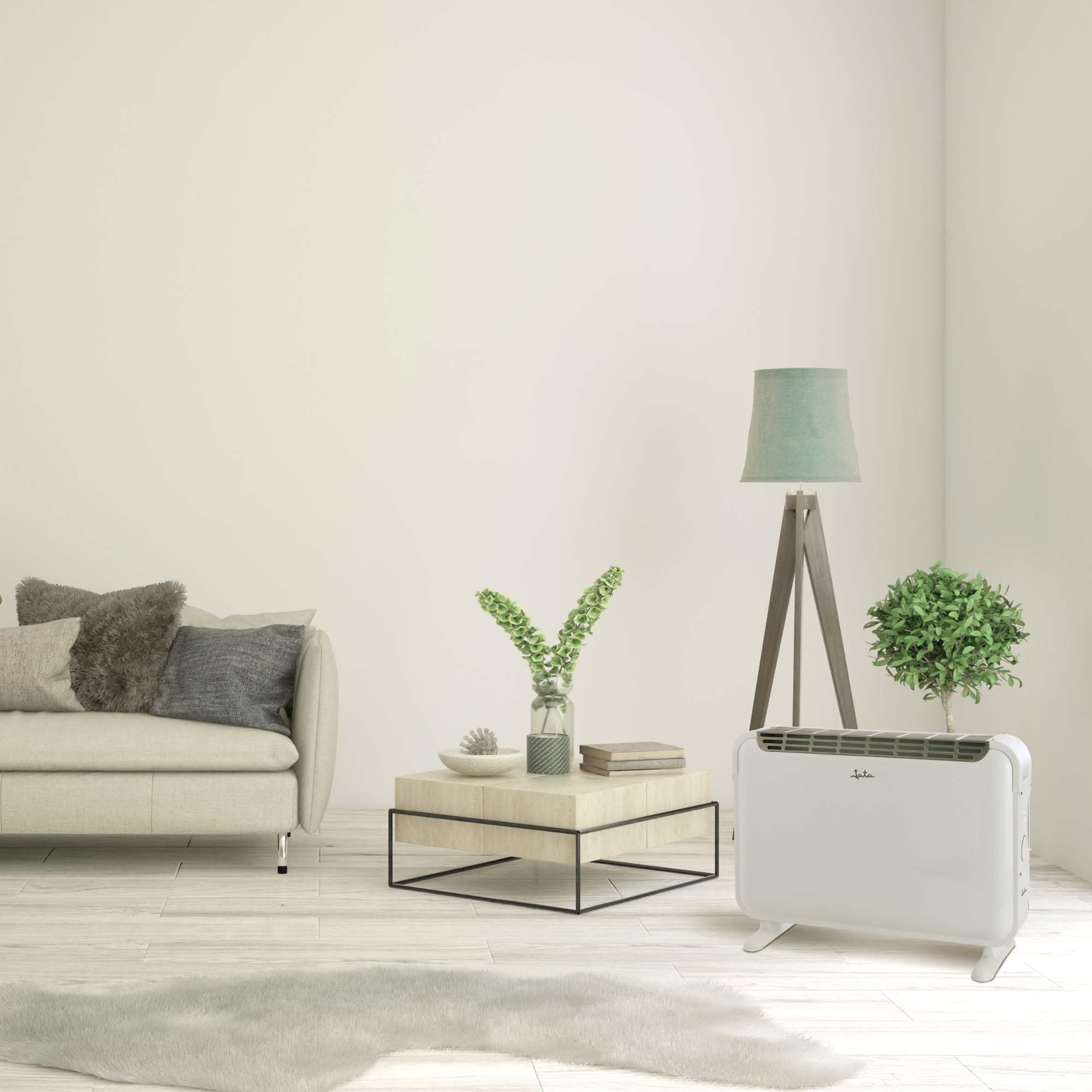 JATA C214 - Radiador / Convector con 3 Potencias de Calor (750 - 1250 - 2000 W) y Termostato Regulable de Temperatura. Asas de Transporte. Silencioso. Protección contra Sobrecalentamiento