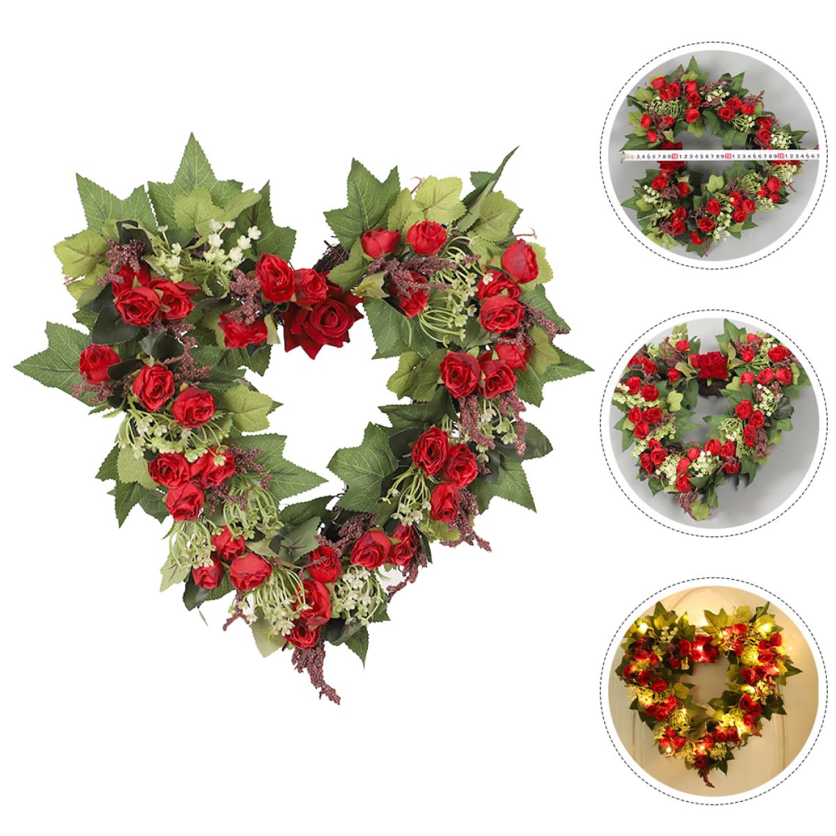POPETPOP Dekorativer Herzkranz aus Künstlichen Rosen für Valentinstag und Hochzeit Sicher zu Verwenden mit Rattan und Schaumstoff Romantische Atmosphäre für Zuhause oder Festival