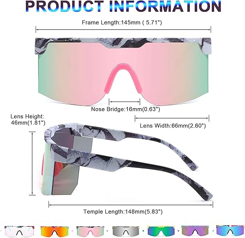 Miniatura 3 de Karsaer Vision - Lentes de sol retro de los años 80 y 90 sin montura con visera de neón para hombres y mujeres