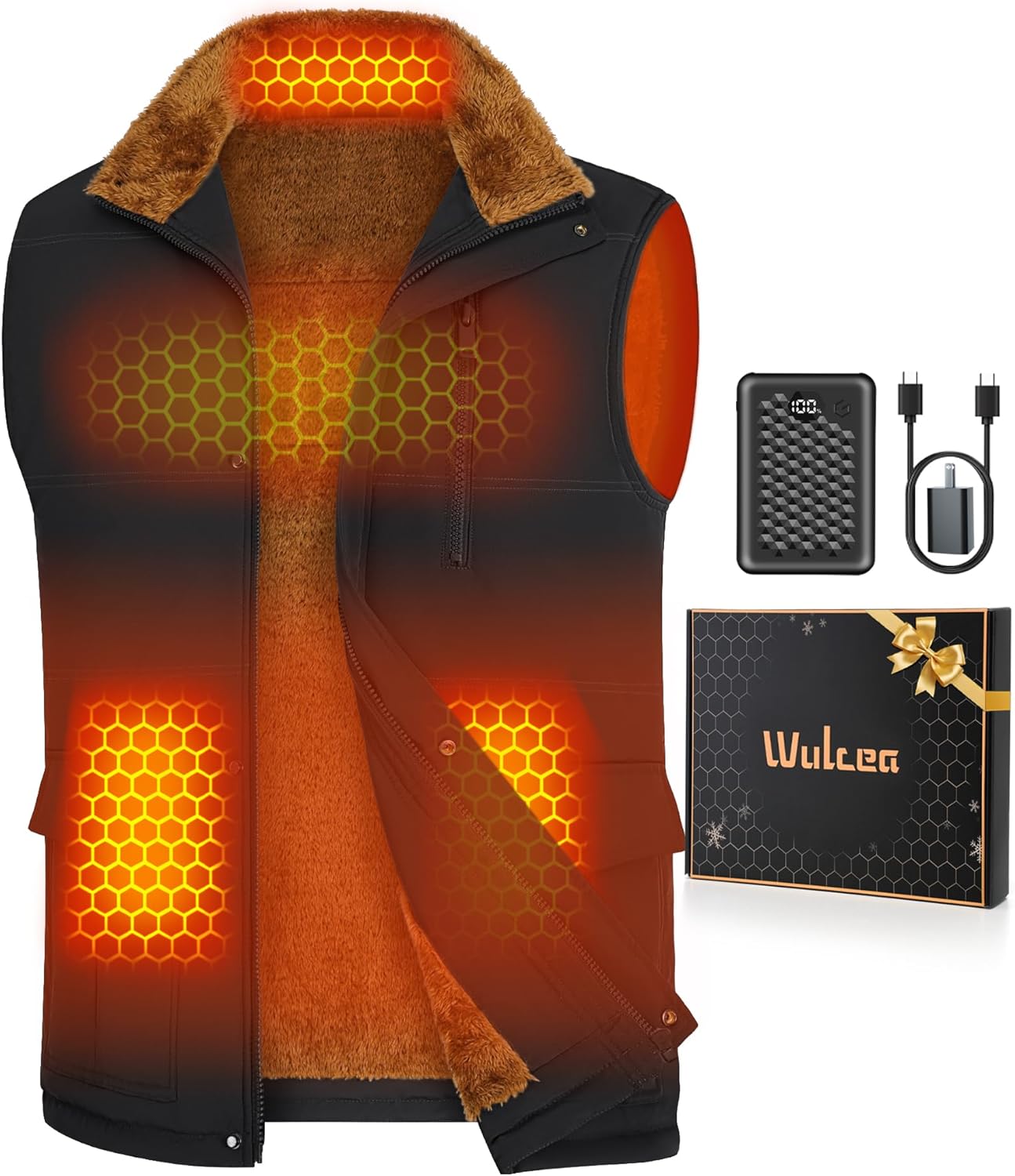 Wulcea Graphene Heated Vest Fleece For Men 7.4V Fast Charge Large Capacity Battery