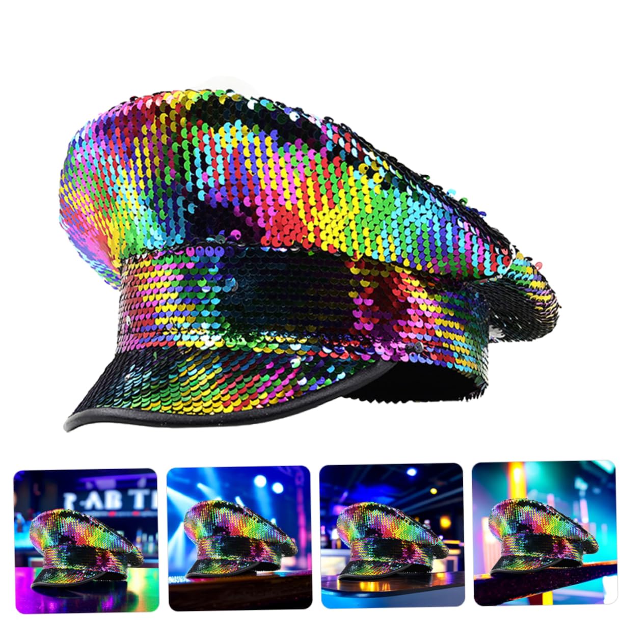 BESPORTBLE Cappello Scuro con Paillettes Cappelli per Le Donne Cappelli con Abbigliamento da Festa Rock per Yacht Cappello da Birra da Sposa Caps Colorful Plastica