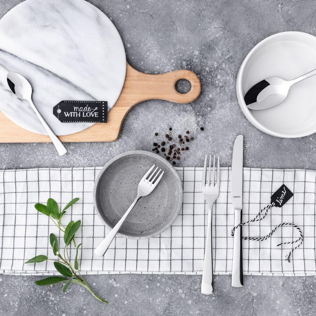 Kuppels Besteck-Set FLAIR 24-teilig, 18/10 Edelstahl hochglanzpoliert | Wellenschliff-Messer, spülmaschinengeeignet, rostfrei und mit harmonisch gerundetem, elegantem Design