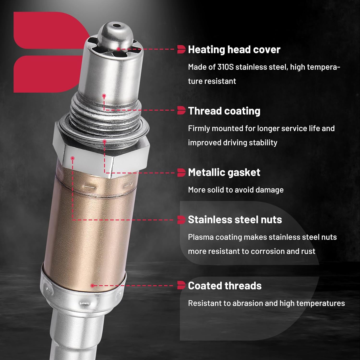 BDFHYK Oxygen Sensor Upstream Downstream O2, Compatible with Chevrolet Astro Avalanche 1500 Blazer Impala Silverado 1500 Tahoe, Compatible with GMC Sierra 1500 Envoy XL, 15896, Replacement 1PCS