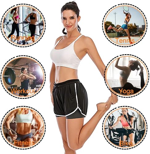 Miniatura 6 de 2 in 1 Running Shorts for Women Workout Shorts Double Layer Shorts Athletic Yoga Shorts Sport Gym with Pockets
