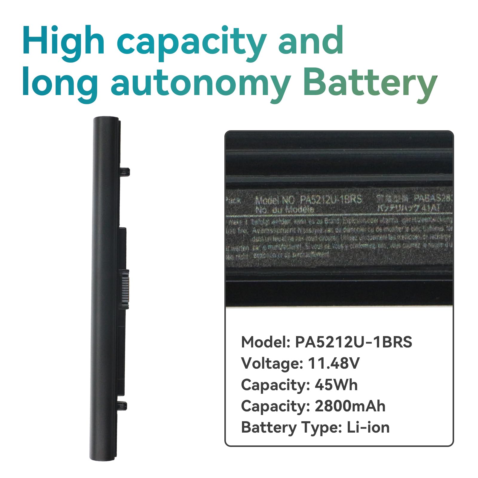 PA5212U-1BRS Batería para Toshiba Satellite Pro Portege A30-C A30-D-10E A40-C A40-D A50-C A50-D A50-E R40-C R50-B R50-C R50-D Tecra Z50-C Z50-D Z50-E A40-C A40-D C40-C C40-D C50-B C50-C C50-D C50-E