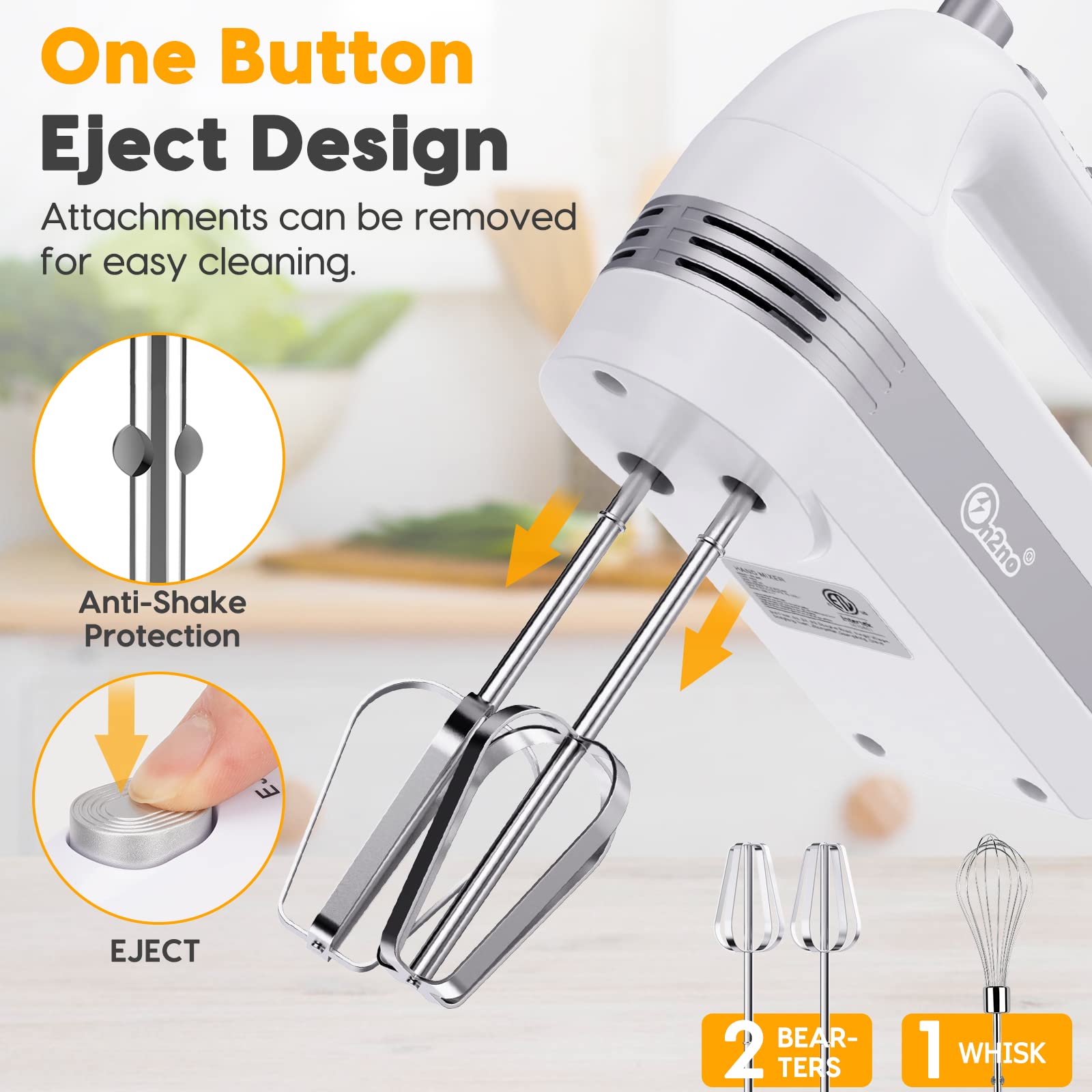 6 Continuous Speeds Chopper Hand Mix 800 W Stainless Steel Purée Wand