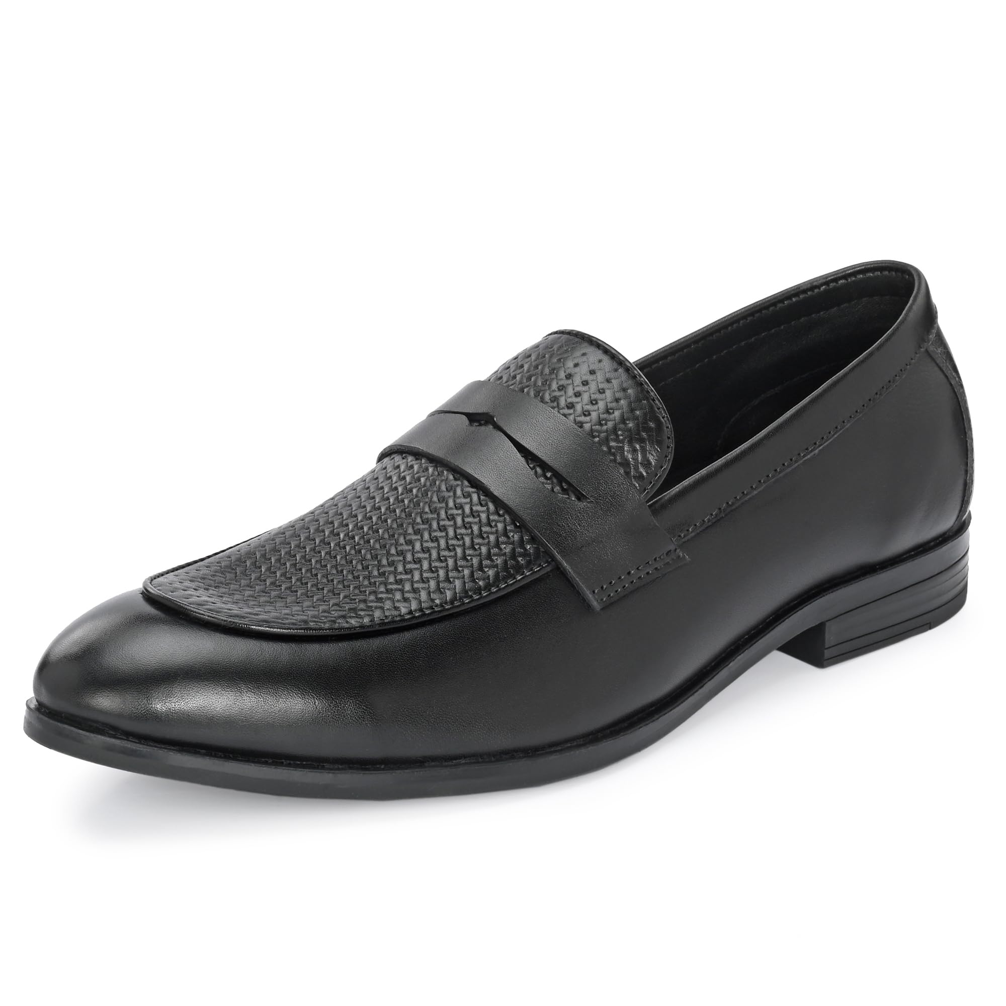 blue leather by centrino Genuine Leather Slip-On Men's Formal Shoe |Stylish with Soft Cushioned Insole |Trendy Non Lace-Up Design |Durable Leather with Anti-Skid Sole | Perfect for Formal Wear (3944)-picture-55