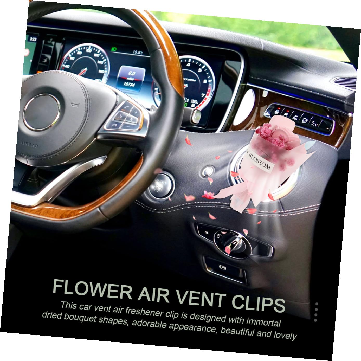 Gatuida 4pezzi Fiori Secchi Profumati Per Auto Clip Decorativa Per Bocchetta Aria Accessori Interni Stile Fresco Per Donne e Ambienti Vari