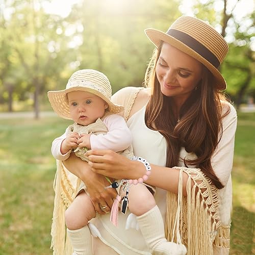 Miniatura 7 de PAKASEBOXES Cordones para llaves, cordón de cuello largo y llavero de pulsera, bonito llavero para mujer, regalo del Día de la Madre (MAMA-melocotón)