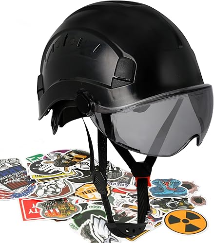 AOLAMEGS Sombreros duros de construcción con visera  Casco de construcción aprobado por la OSHA con correas de barbilla, casco de seguridad