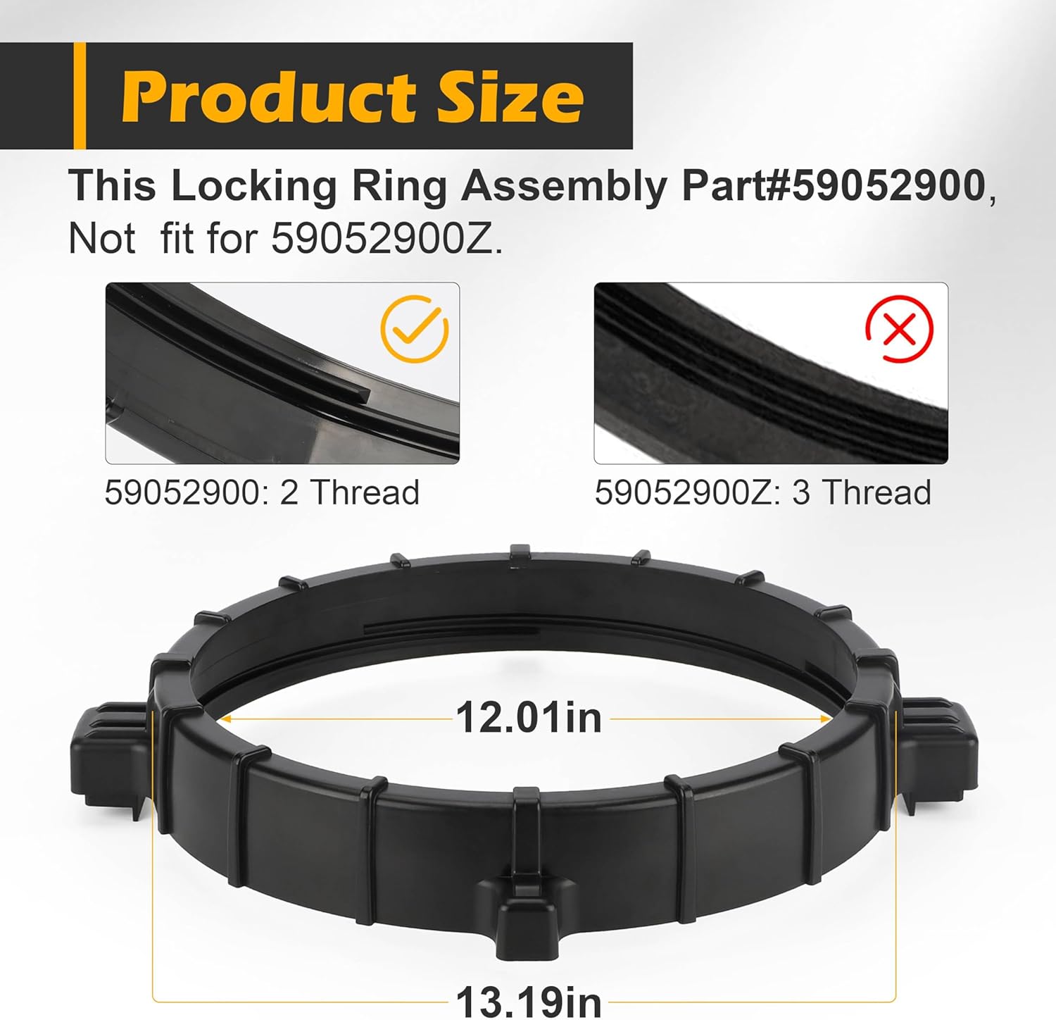 X4XZ 59052900 Locking Ring Assembly (2 Thread, NOT for 59052900Z) for Pentair Clean & Clear, Warrior, Easy Clean and Clean & Clear Predator Pool and Spa Filters
