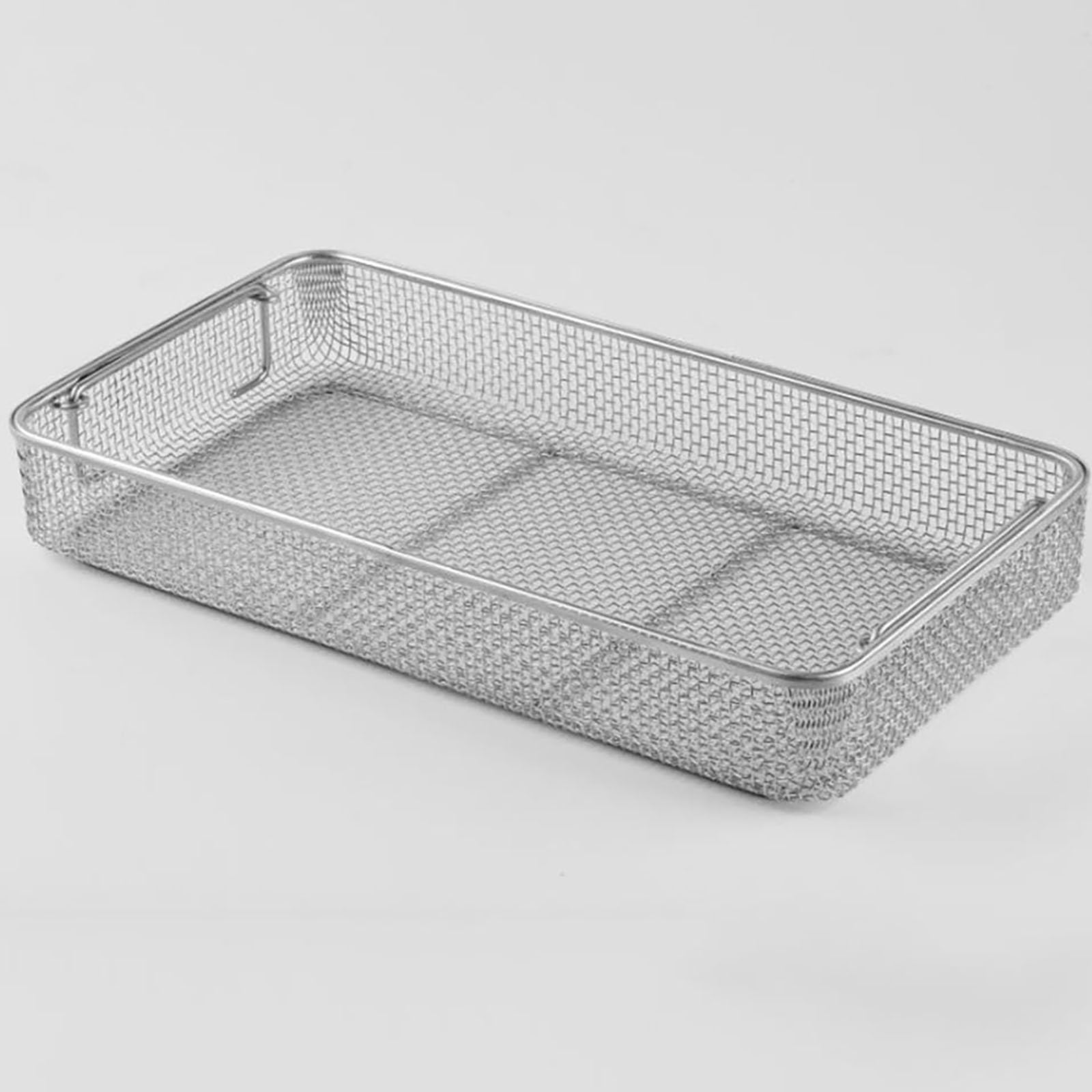 ATRBNCX Stainless Steel Instrument Sterilization Baskets, 4mm Mesh Perforated Baskets High Temperature Autoclave Tray Box Sterilization Trays Opthalmic ENT(Size:34cm*25cm*7cm)