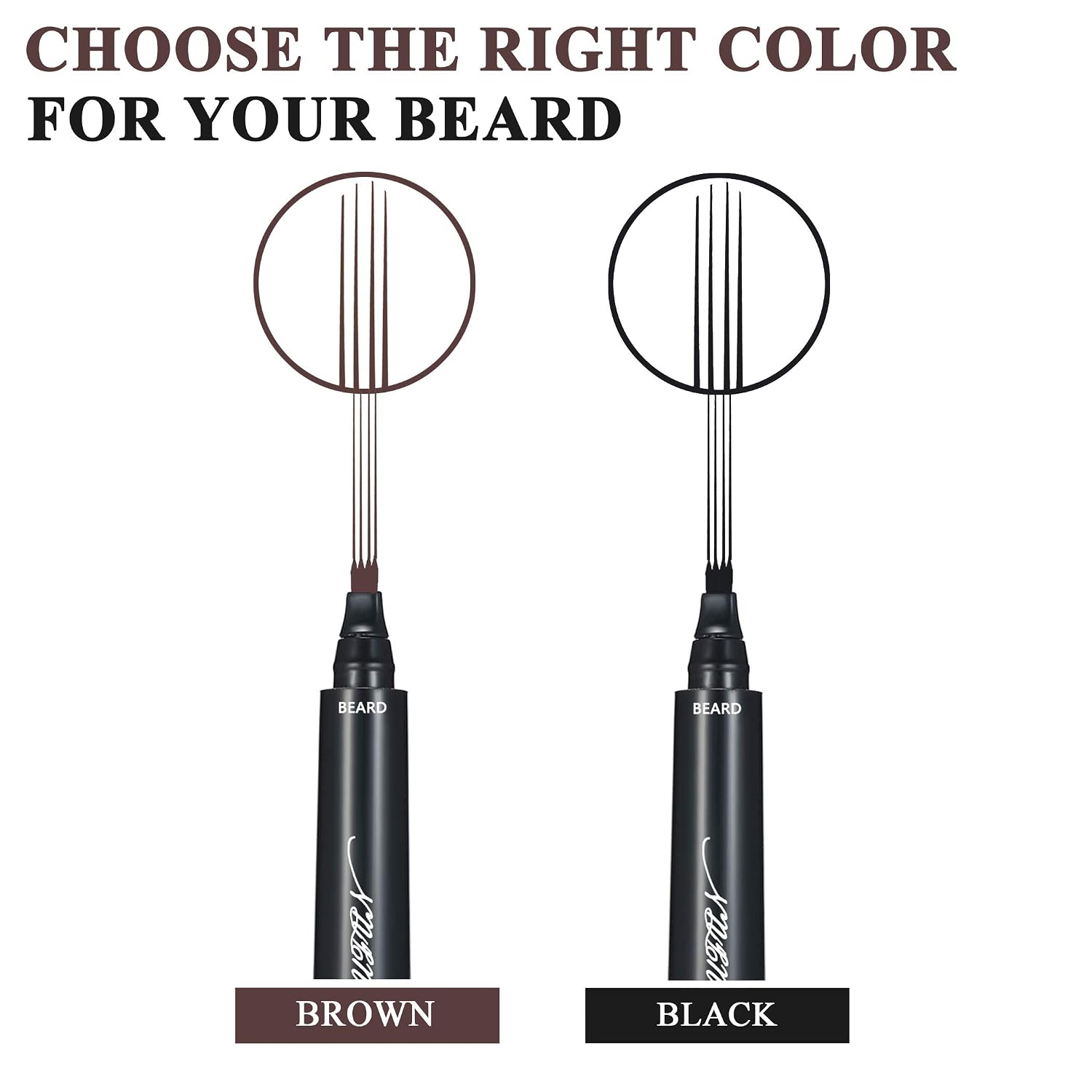 2PCS Beard Pencil Filler for Men - Sweat Proof, Water Resistance, Long Lasting & Natural Finish barber Pencil, Mustache Repair Shape(BROWN) image 3