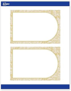 Avery Printable Rectangle Postcards with Sure Feed Technology, 4" x 6", Pre-printed Arched Metallic Gold Florals Design, Matte White, Laser & Inkjet Compatible, 20 Total