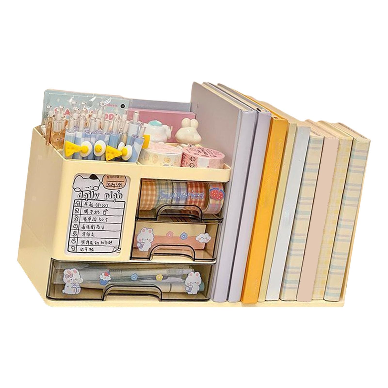 Multifunctional Desktop Book Holder Build in Storage Compartments for Efficient Workspaces Management Materials Book Shelf Planner
