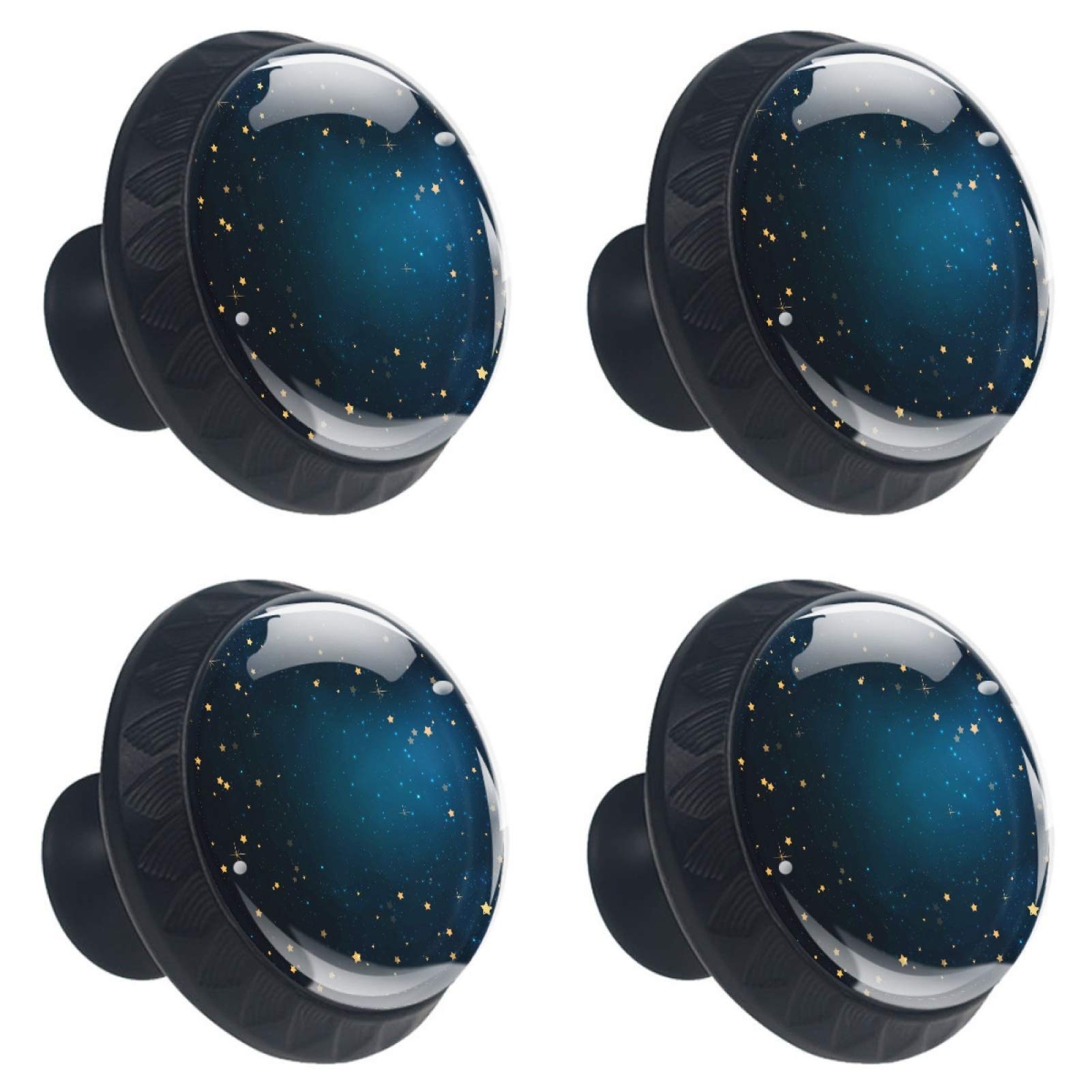 Boutons de meuble ronds en verre noir lot de 4 pour tiroir et commode 30 mm