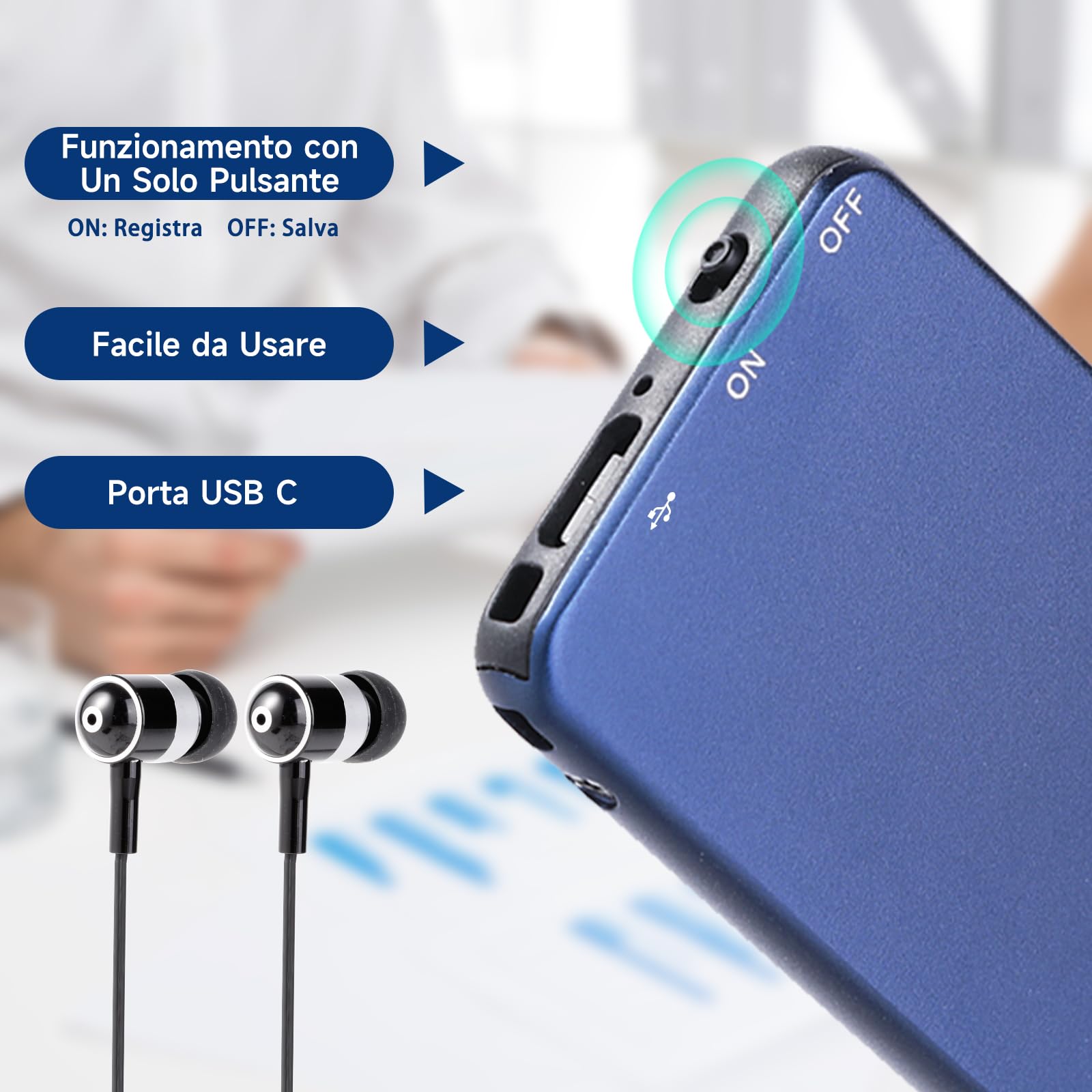 64GB Mini Registratore Vocale, Vormooi Registratore Vocale Portatile con Attivazione Vocale, Rregistratore Vocale Professionale con Registrazione One Touch per Lezioni Interviste Riunioni