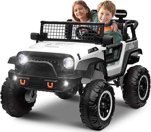 Miniatura 21 de OTTARO Autos de paseo conmutables de 24 V, 4 WD/2WD, camión eléctrico para niños de 2 plazas con asiento de 20 pulgadas, motores de 4 x 100 W, 4