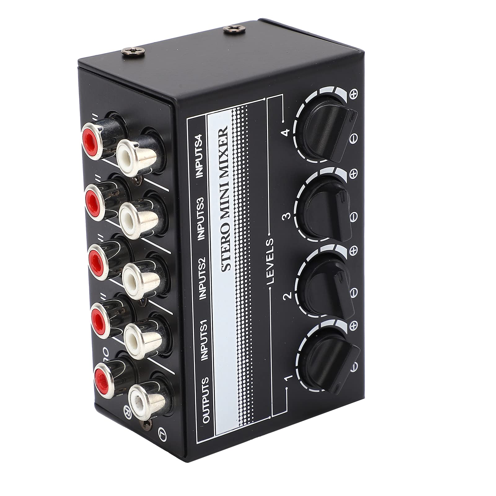 Mini Mezclador EstéReo Salida de Mezcla EstéReo Controlador de SeñAl de Audio Pasivo Carcasa de Metal 4 Entradas Rca EstéReo Equipo de Efectos de SeñAl de Audio