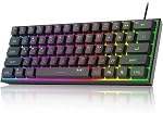MageGee Mini 60% Clavier de jeu, RGB Allumé en arrière 61 Clé ultra-compact,TS91 Ergonomic Waterproof Mechanical Feeling Office Clavier d'ordinateur pour PC, MAC, PS4, Xbox ONE Gamer(Noir)