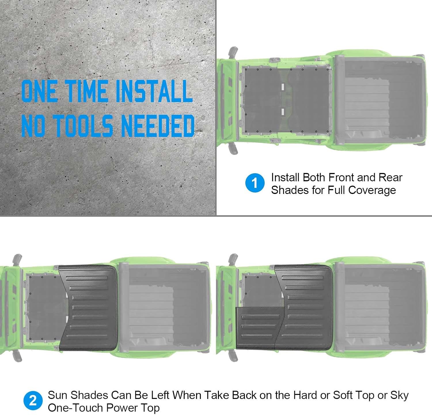 JT Sun Shade Top Compatible with Jeep Gladiator Sunshade, Gray image 3