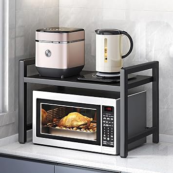 Extendable Microwave Oven Rack Adjustable Shelf Bakers Rack for Kitchens Appliance Shelf