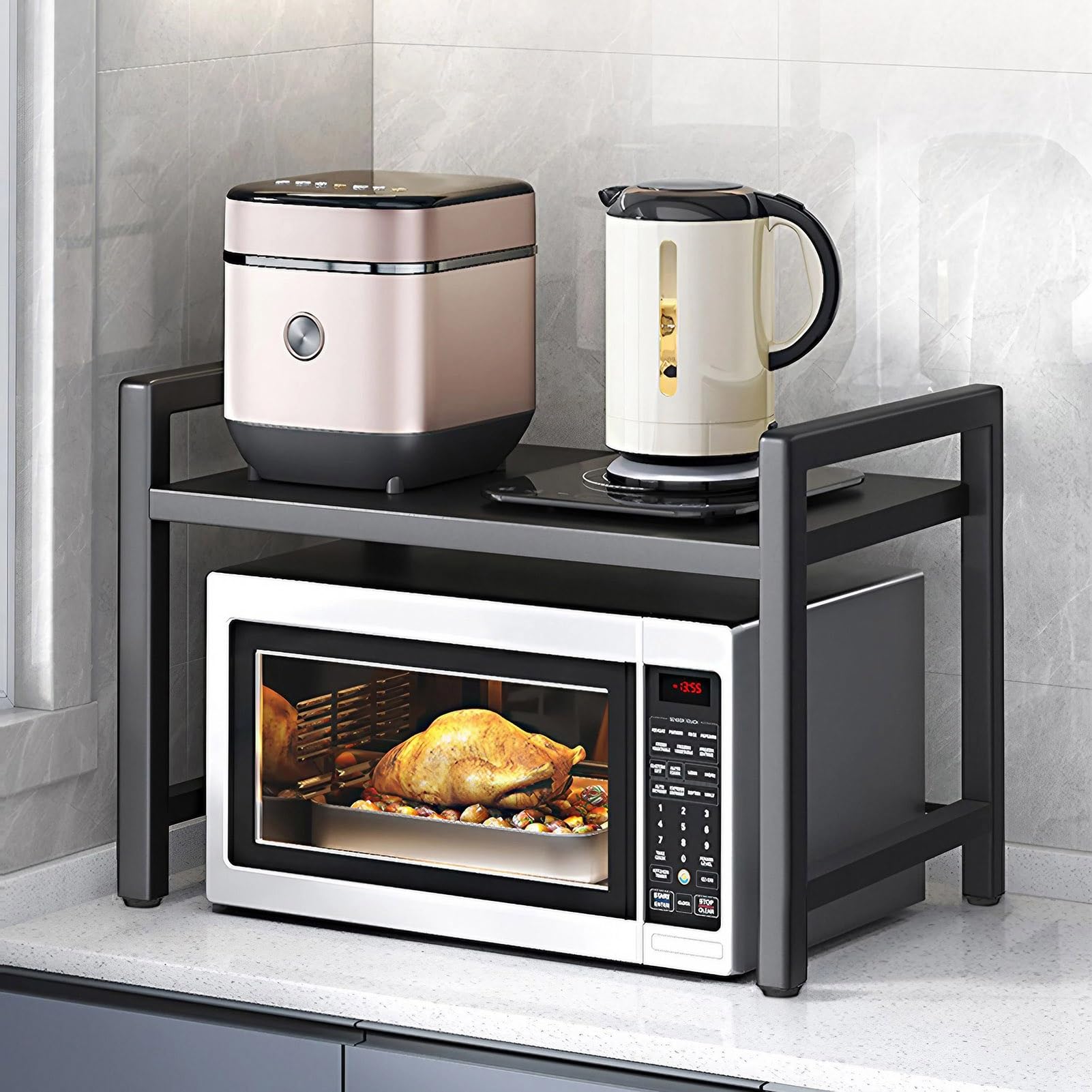 Étagère extensible pour four à micro-ondes en métal réglable cuisine