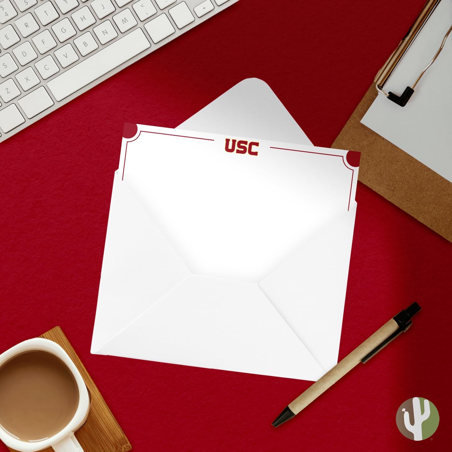 Desert Cactus USC 10 Pack Notecards University of Southern California Trojans Stationery Cardstock Includes Envelopes Memo Party Thank You (Notecard 4b)