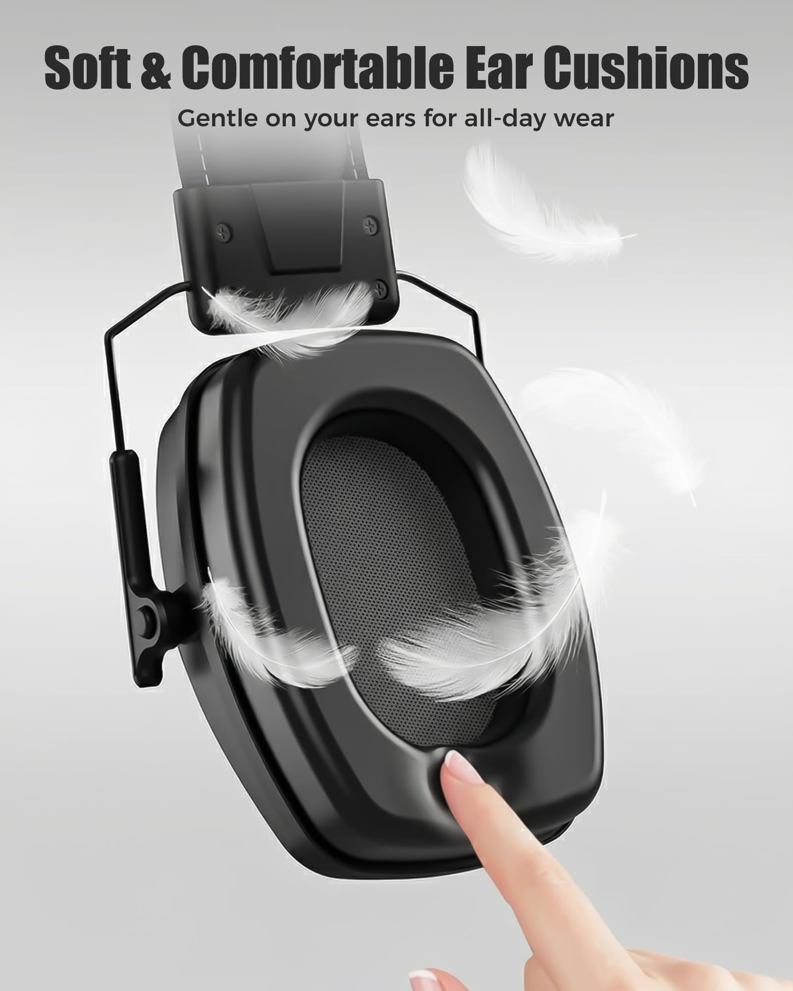 ProCase Hearing Protection Ear Muffs SNR 29dB, Noise Cancelling Headphones for Adults/Teen, Adjustable Soundproof Ear Defenders for Autism Sensory, Work, Shooting, Construction, Mowing -Black view 5