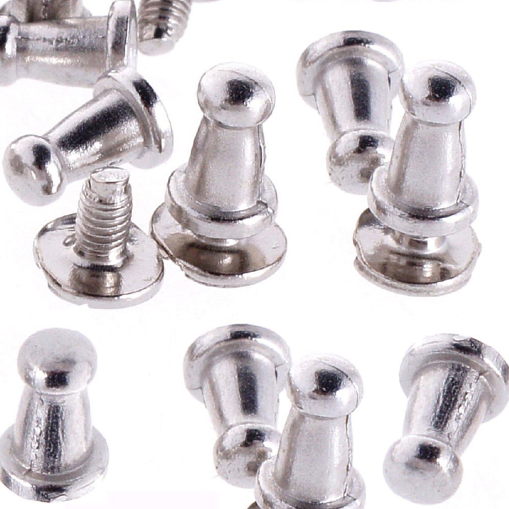 RUBYCA 500 Sets Silver Head Button Studs and Posts, Metal Screwback Studs, Chicago Screws for Leather Crafting 9mm X 6mm