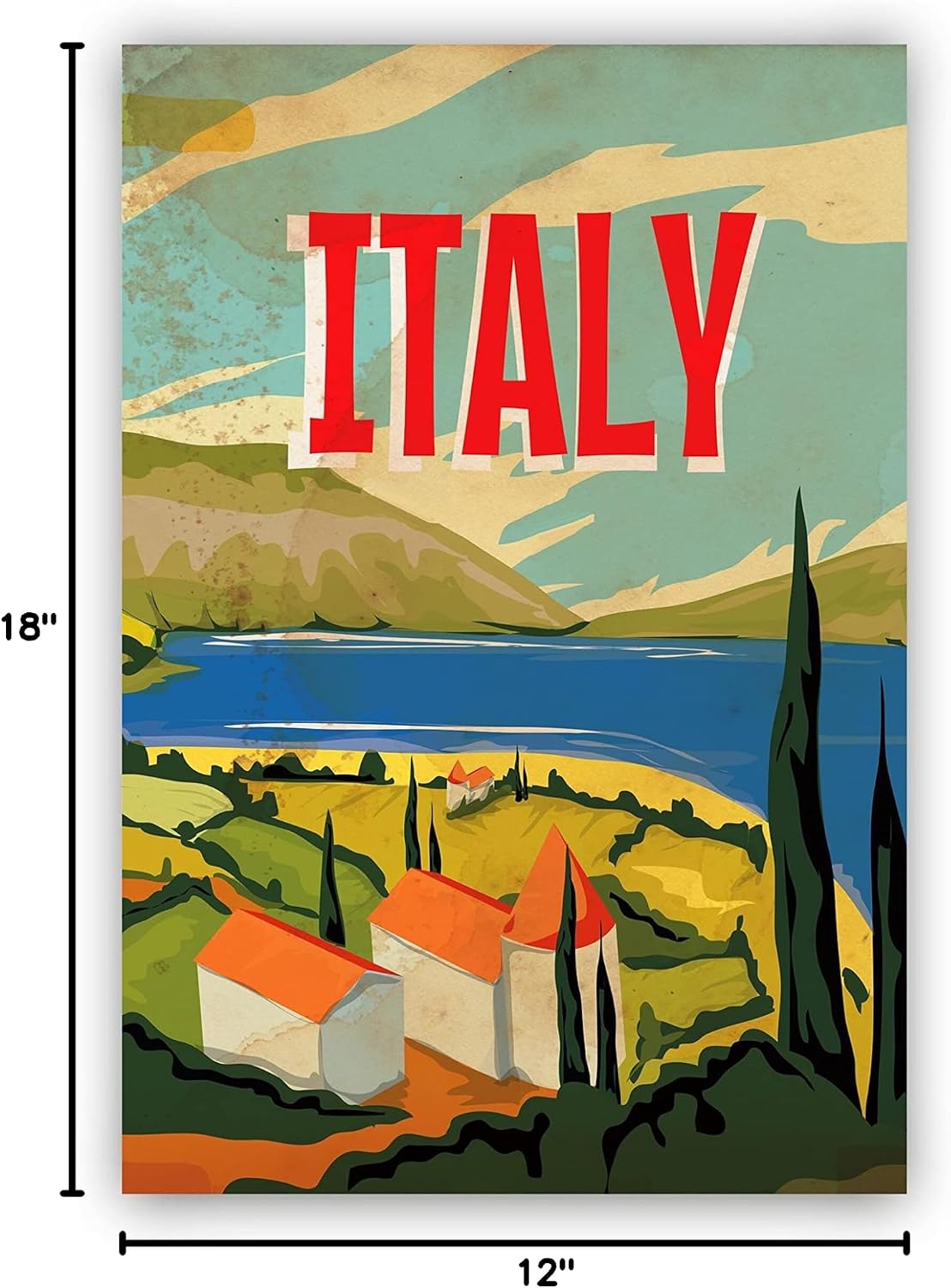 Italy Cityscape and Landmark Poster - Home Wall Art, Office Wall Decor - 12x18
