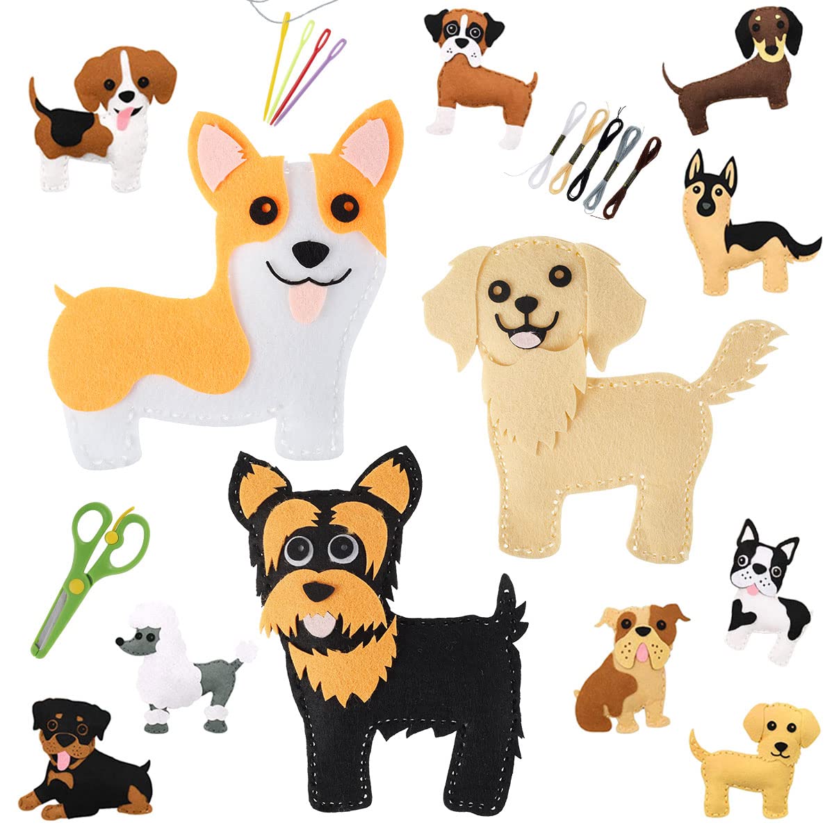 NIHUIFDPY My First Sewing Kit for Kids Age 5 6 7 8 9 Cute Animal Felt Sewing Craft Kit Fun Sewing DIY Craft Ornaments Kids Educational Sewing Toys for Beginner Children (G) โ image 1