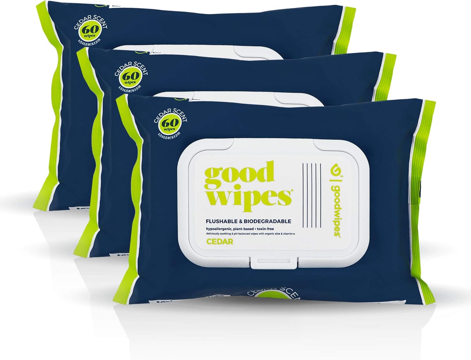 Goodwipes Flushable & Plant-Based Wipes with Botanicals | Dispenser for At-Home Use | Cedar with Aloe Septic and Sewer Safe | 180 count (3 packs) - Biggest Adult Wipes : Health & Household