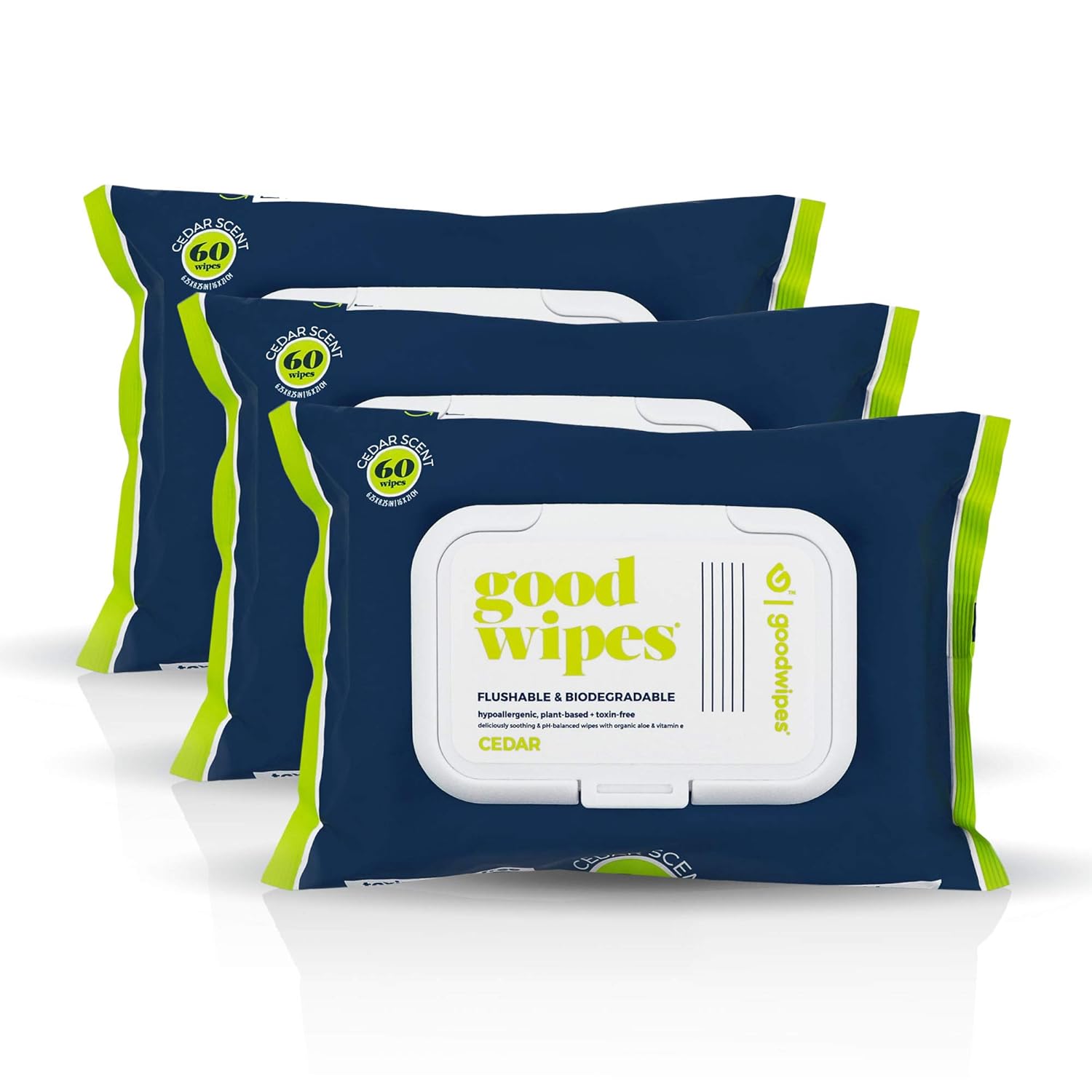 Goodwipes Below the Belt Flushable Wet Wipes for Men, Cedar Scent, 60