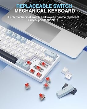 SOLAKAKA 60 Percent Keyboard and tri Mode Wireless Gaming Mouse