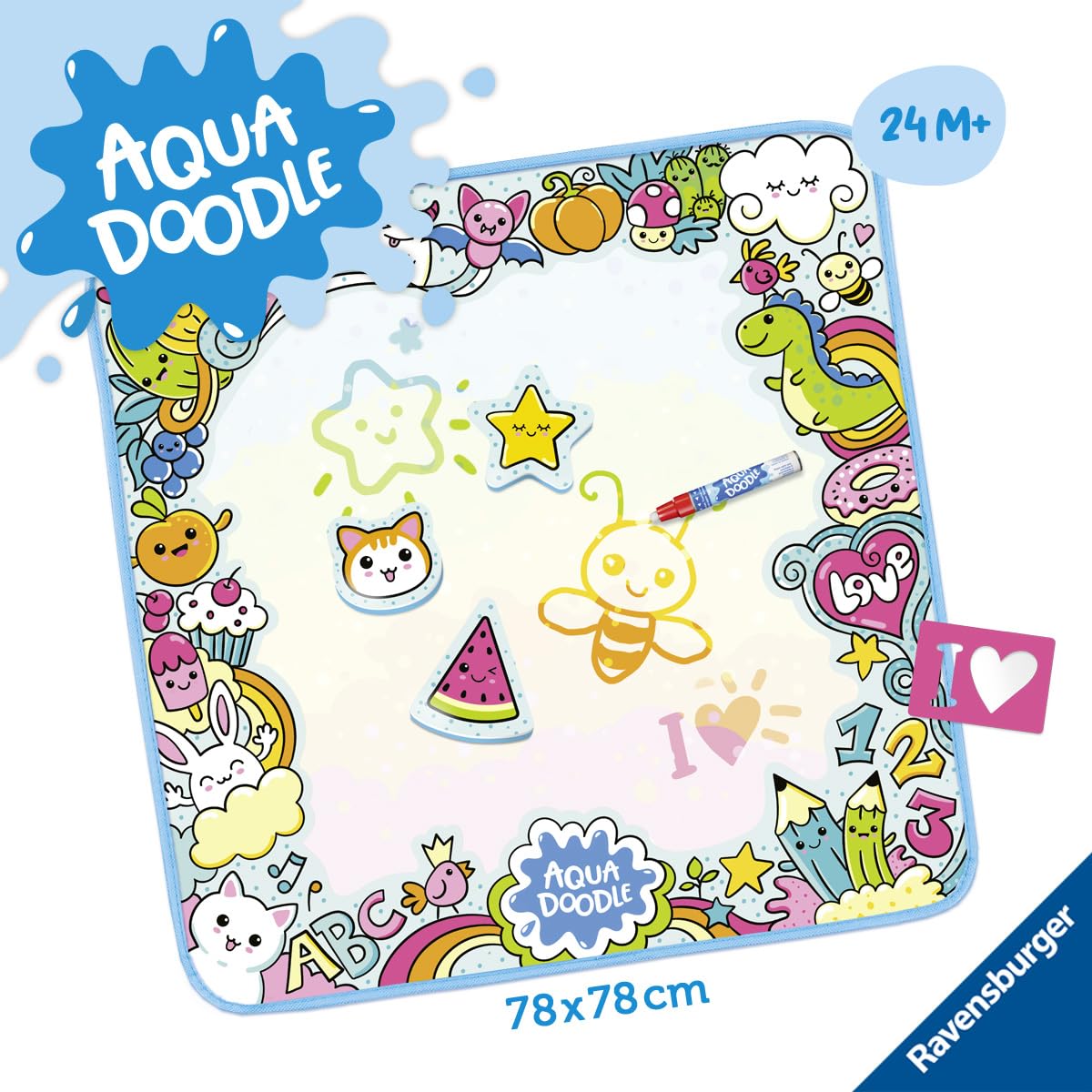 Ravensburger 4572 Little Artist - Fleckenfreier bunter XXL-Malspaß mit Wasser - Mit Stift und 4 Schablonen - Erstes Malset für Kinder ab 2 Jahren