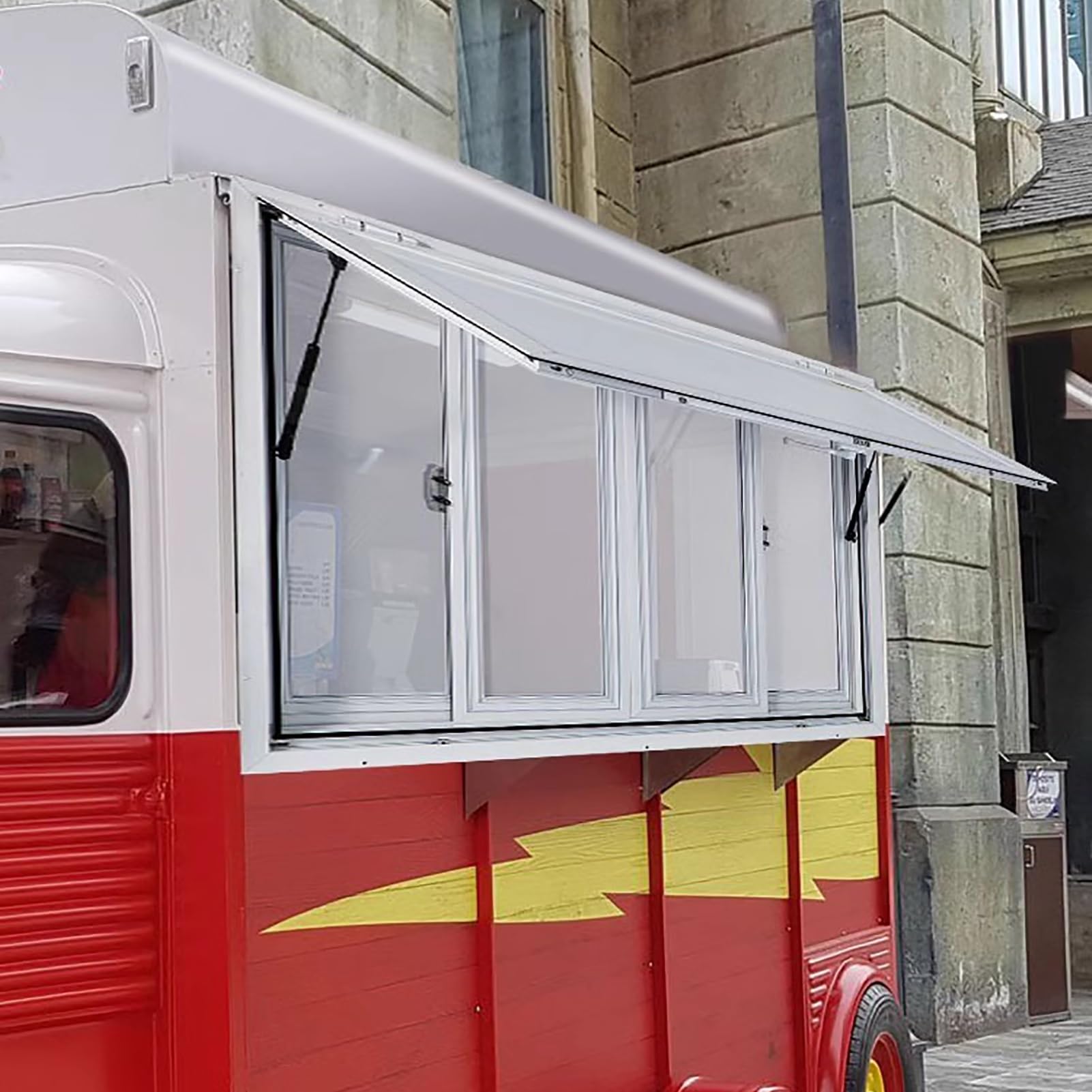 Ventana Ventanas de Concesión para Food Trucks, Equipamiento de Ventanas para Food Trucks con Pasamanos en La Puerta, Ventana de Servicio para Furgonetas Sprinter, Ventanas para Garajes(Without screen