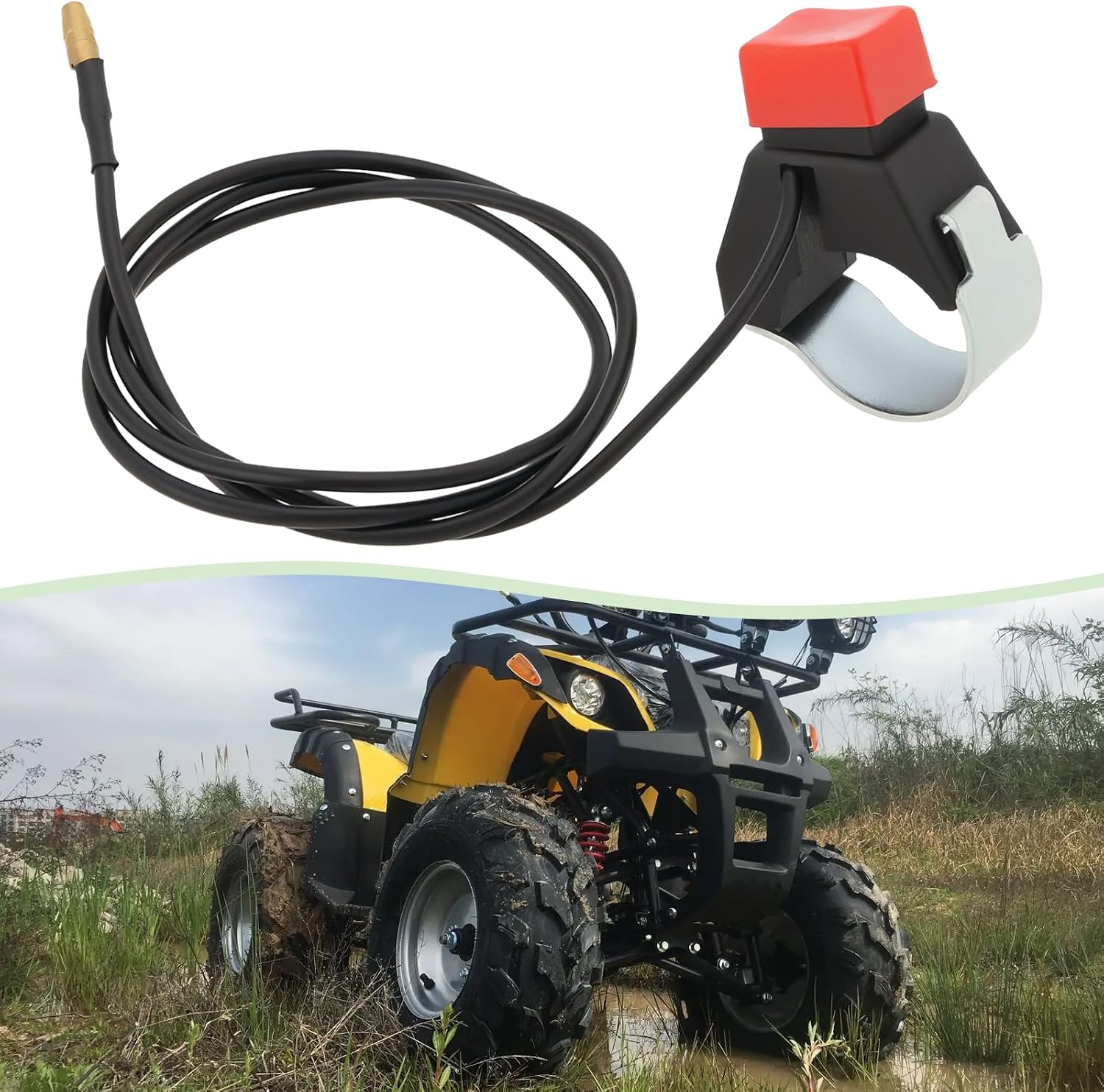 2Pcs Push Button Kill Switch, Black, 22 mm Handlebar, Instant Off/On, Manual Operation, 64 cm Cable, 2 Count, Quick-connect, Suitable for 47-49cc Mini Motorcycles