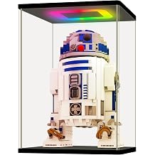 NONEMEY Clear Acrylic Display Case with RGB LED Light for Lego 75308, Dustproof Model Showcase Organizer Box, Display Case for Collectibles Bearbrick 7.9x6.3x11 inch, 20x16x28cm