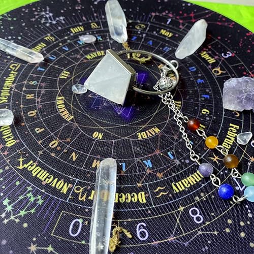 Miniatura 4 de Tookie Tapete de adivinación, tablero de péndulo ligero de forma redonda, 8.66 pulgadas con letras de cielo estrellado de goma para astrología para