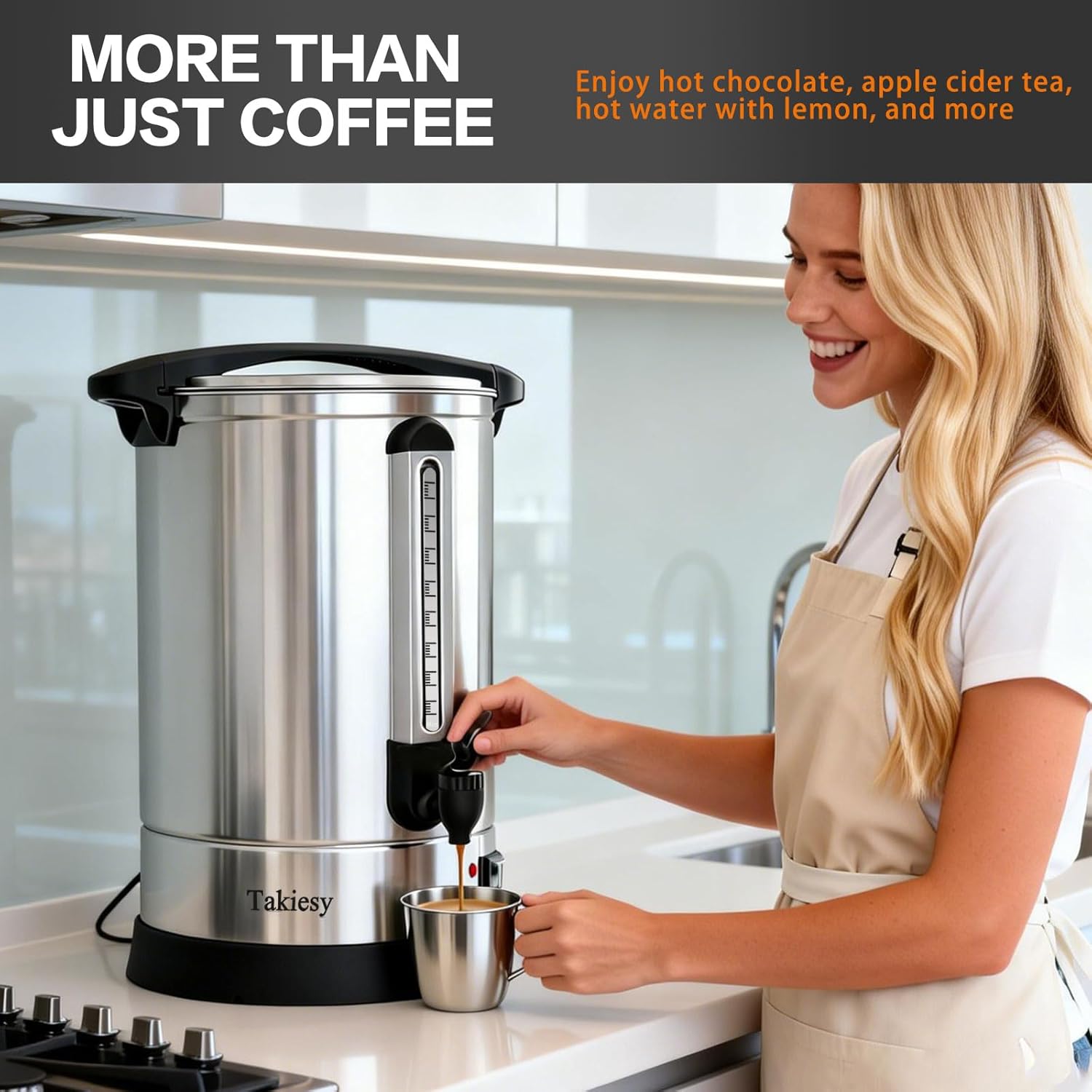Commerical Coffee Maker Urn 100 Cup Coffee Dispenser with Upgraded Percolator, Stainless Steel Fast Brew and Stay Hot Mode Beverage Dispenser Large Coffee Maker for Catering Party