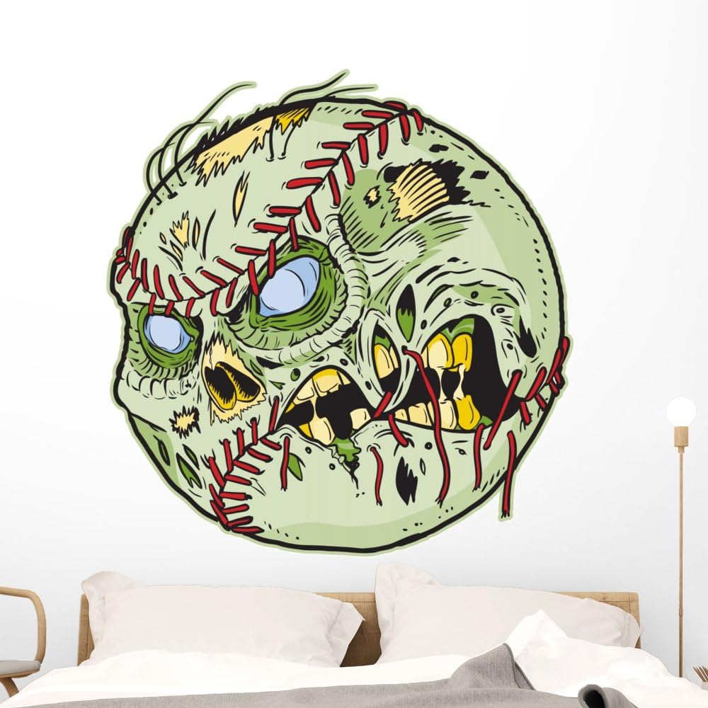 Wallmonkeys Zombie Baseball Wall Decal Peel and Stick Decals for Boys (48 in H x 46 in W) WM161133