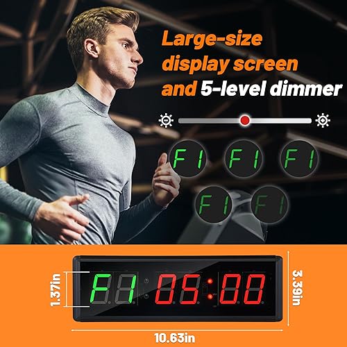Miniatura 7 de Reloj LED con temporizador de gimnasio mejorado para gimnasio en casa, entrenamiento de intervalos de gimnasio, 5 modos de visualización, cuenta