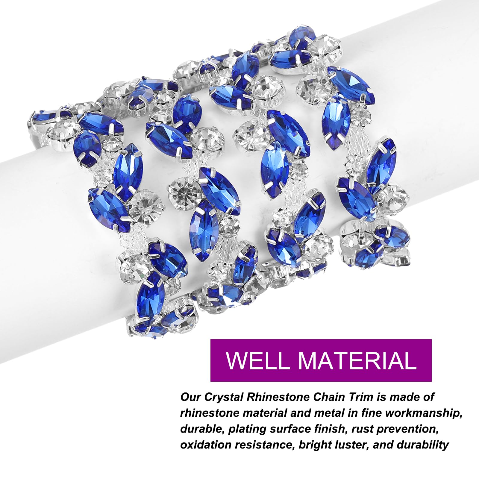 Strass Applique Cristallo Per Cucito E Decorazione - Catena 1 Yard, Intarsio Ad Artiglio, Colore Bianco, 9mm - Foto 10