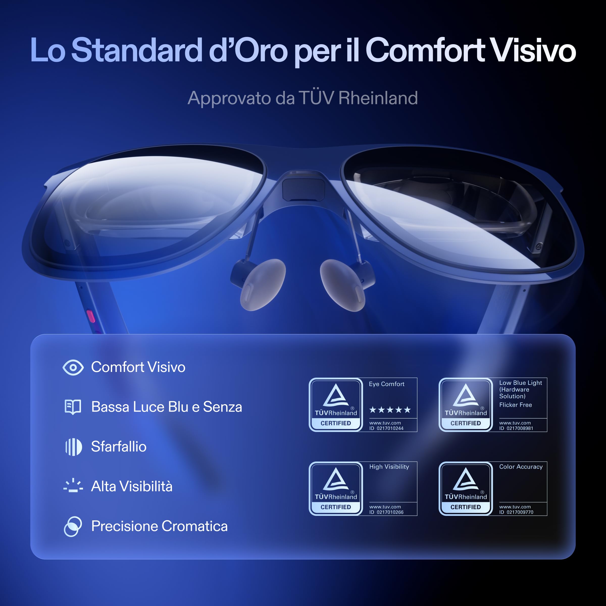 XREAL 1S Occhiali AR, Schermo Virtuale da 500", Occhiali Intelligenti con FOV 52°, 3DoF Nativo, REAL 3D, Chip X1, Compatibili con Tutti i Dispositivi USB-C DP iPhone 17/16/15 Cobalt