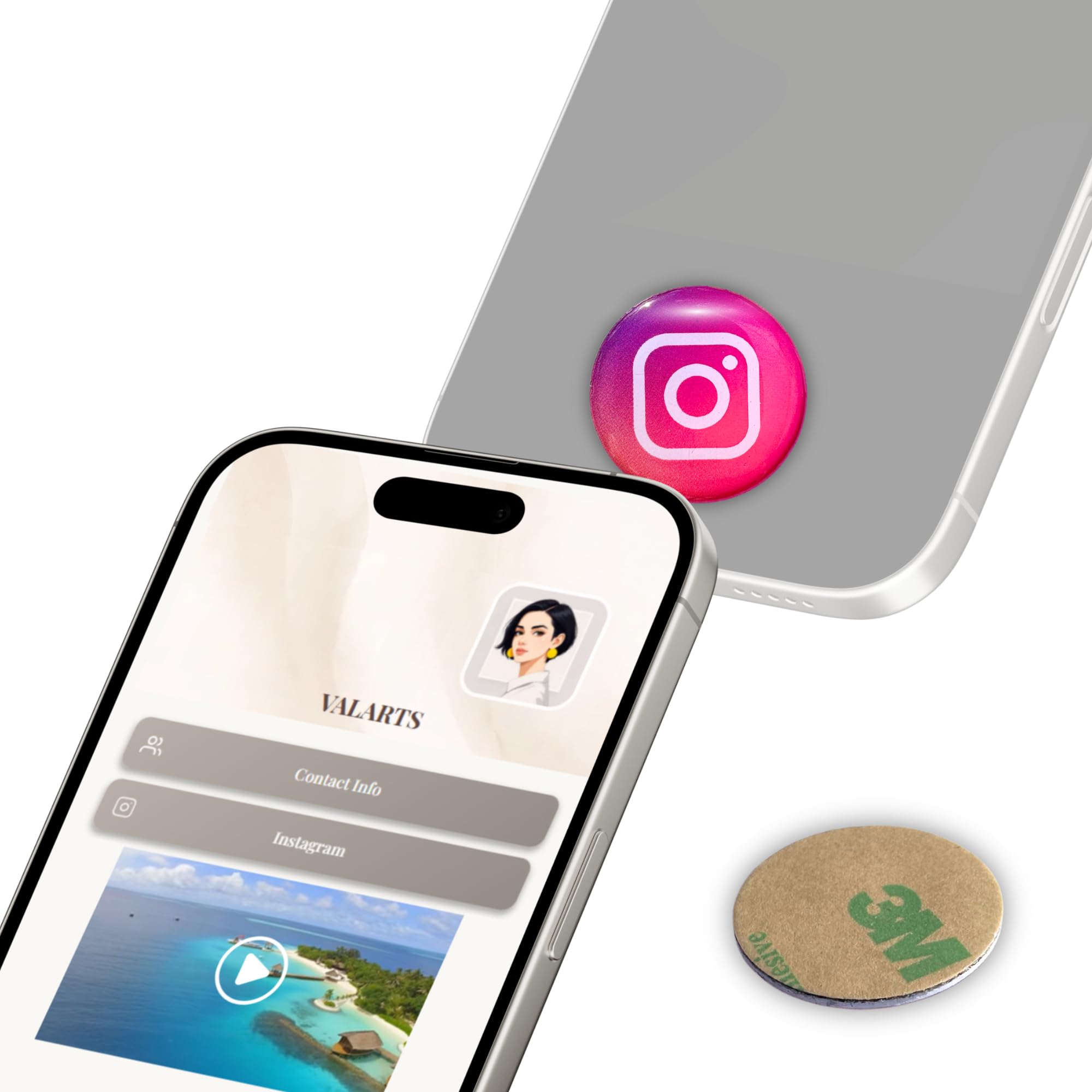 NFC VTAG.ID Label - Tap to Share Your Profile (Pink 3pcs)