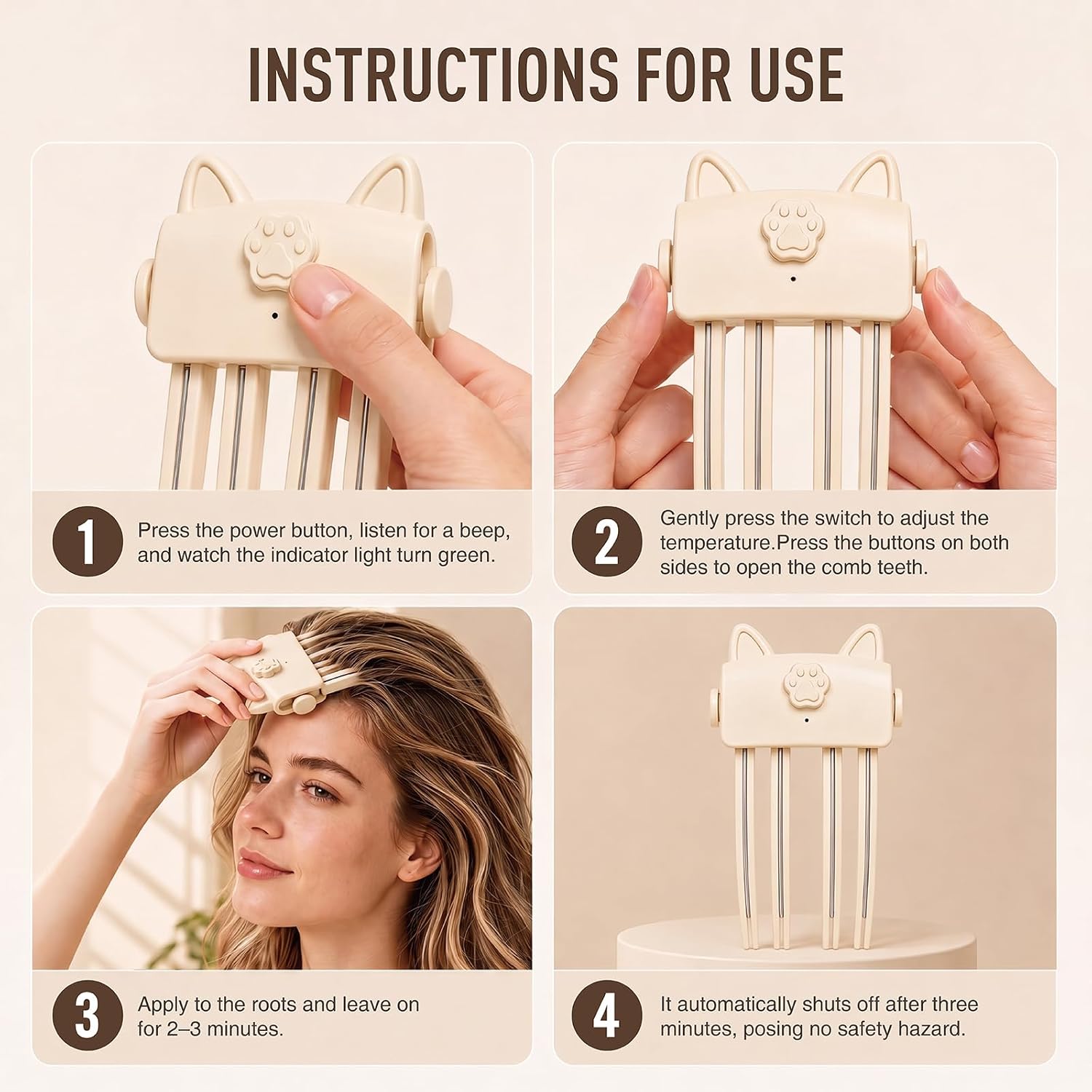 Root Volumizing Heating Comb, Root Lifter Comb for 3-Min, 2pcs